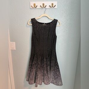 Eliza J Black and White Speckled Midi Dress